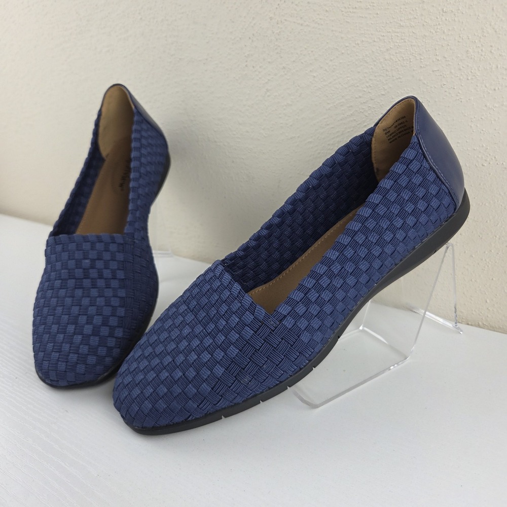 Comfortview Bethany Shoes Blue Fabric Woven Flat Slip On Shoes Women's Size 8 W